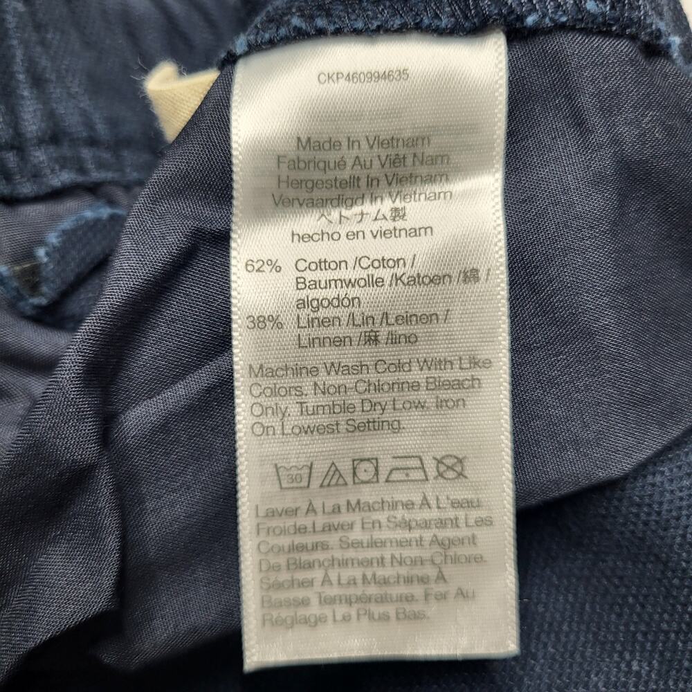 Madewell Tall Cotton Linen Pleated Wide Leg Pants Navy Blue Indigo Spring 2T 2 - Picture 10 of 10